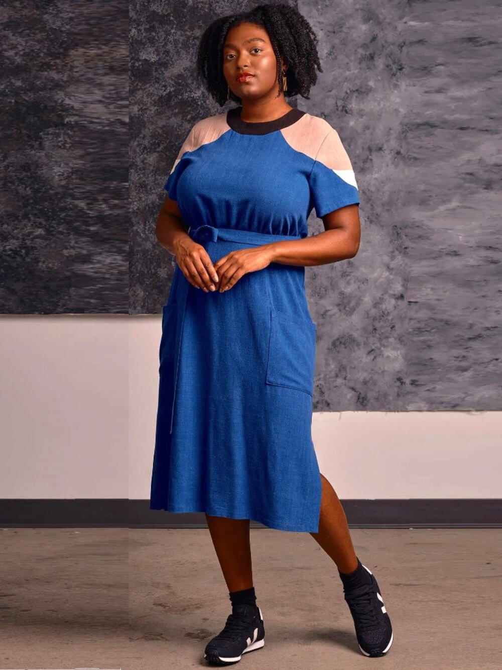 Jennifer Glasgow Linen Blend Meri Dress in Royal Blue